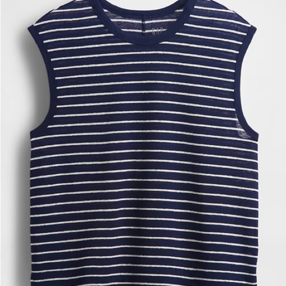 Forever 21 Navy and White Striped Muscle Tee